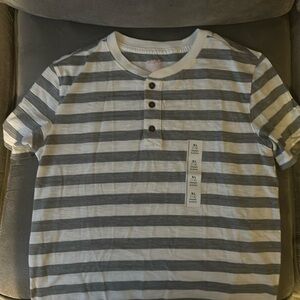 Boys xl 14 Cat & Jack striped 3 button skirt sleeve shirt. New with tags.